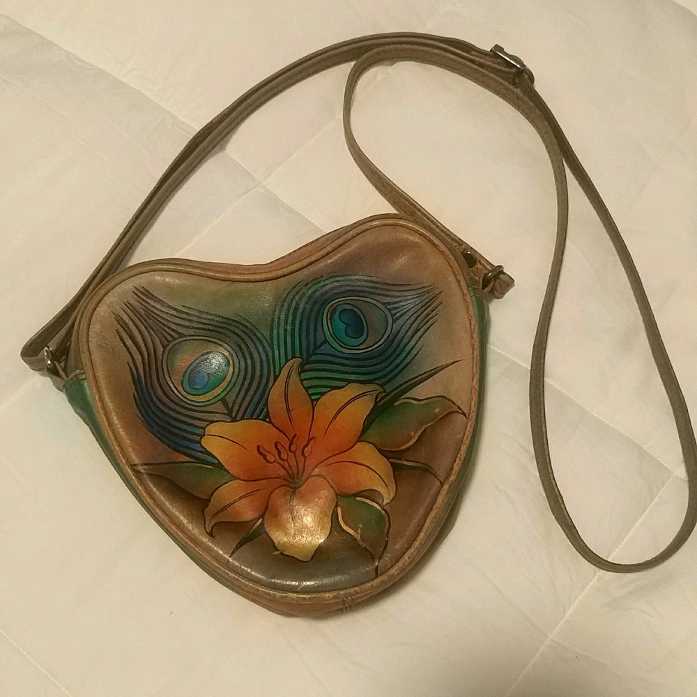 Anuschka Heart Shape Crossbody Purse
